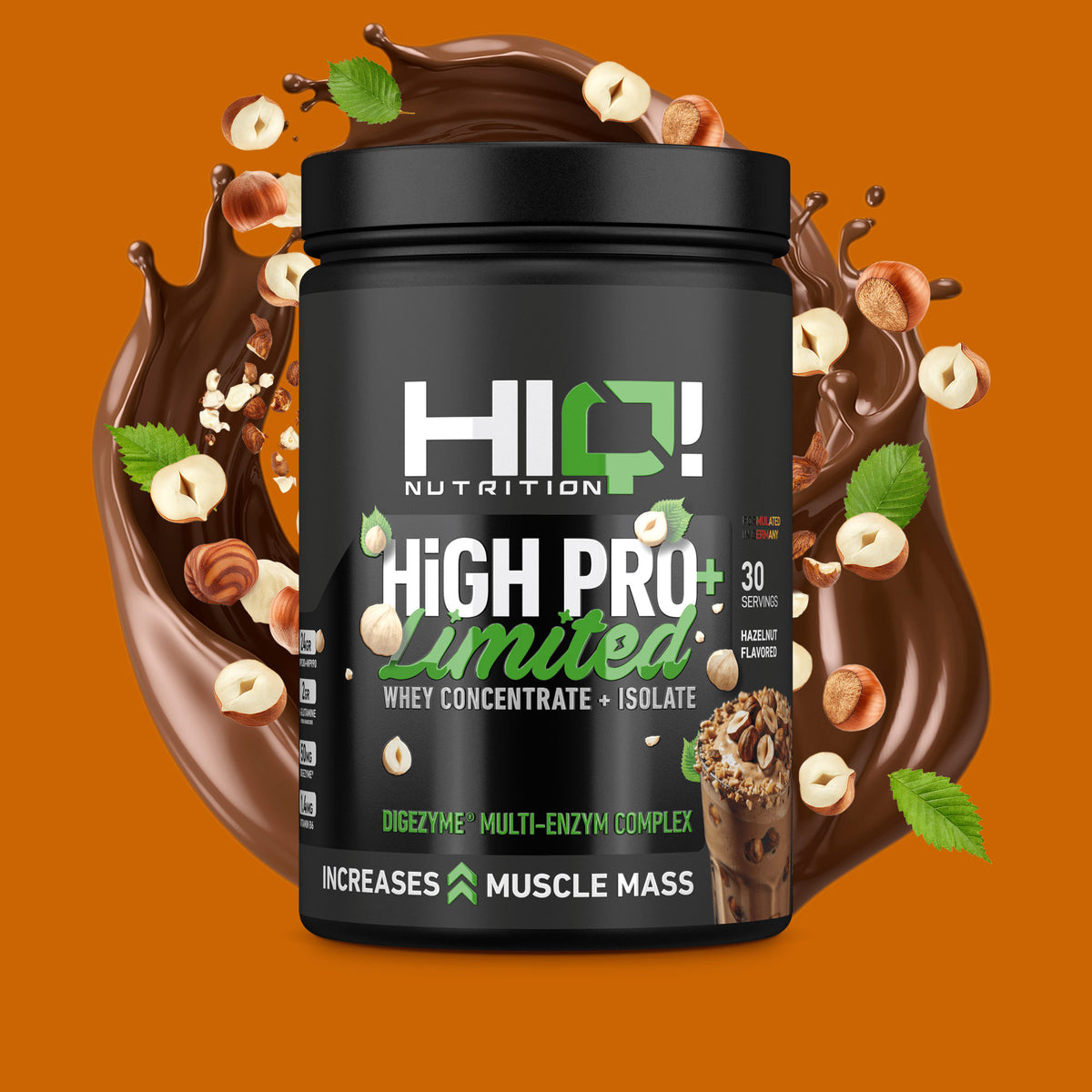 HIQ High Pro+ – WPC80, WPI90, L-Glutamin, Digezyme® və B6 ilə əzələ inkişafı, protein metabolizması dəstəyi; şəkərsiz protein.