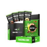 HIGH PRO+ Bundle – 32 şase WPC80, WPI90, L-Glutamin, Digezyme® ilə daşına bilən, şəkərsiz protein və əzələ inkişafı dəstəyi.