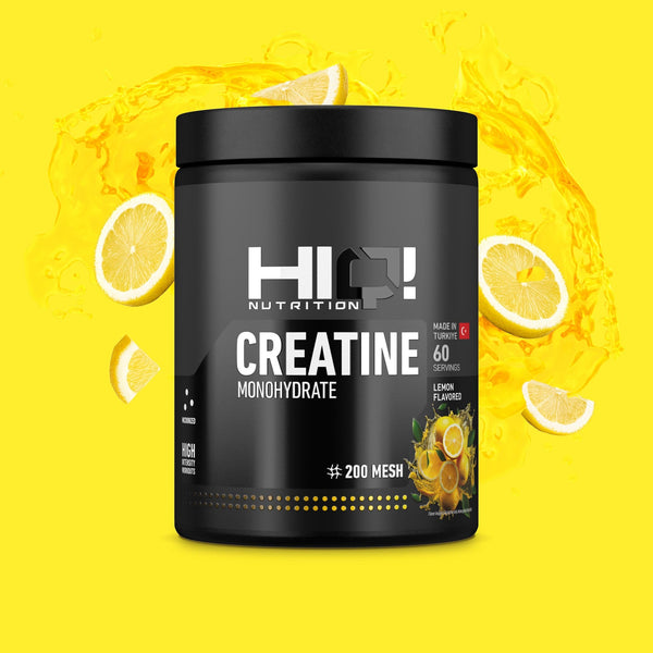 HIQ Creatine Lemon – 200 Mesh mikronizə kreatin ilə sürətli sorulma, enerji artımı və əzələ performansı dəstəyi.