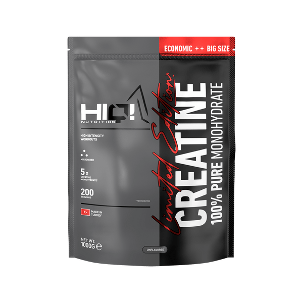 HIQ Creatine Limited Edition – 1kq %100 saf 200 Mesh mikronizə kreatinlə performans, enerji ehtiyatı və bərpa dəstəyi.