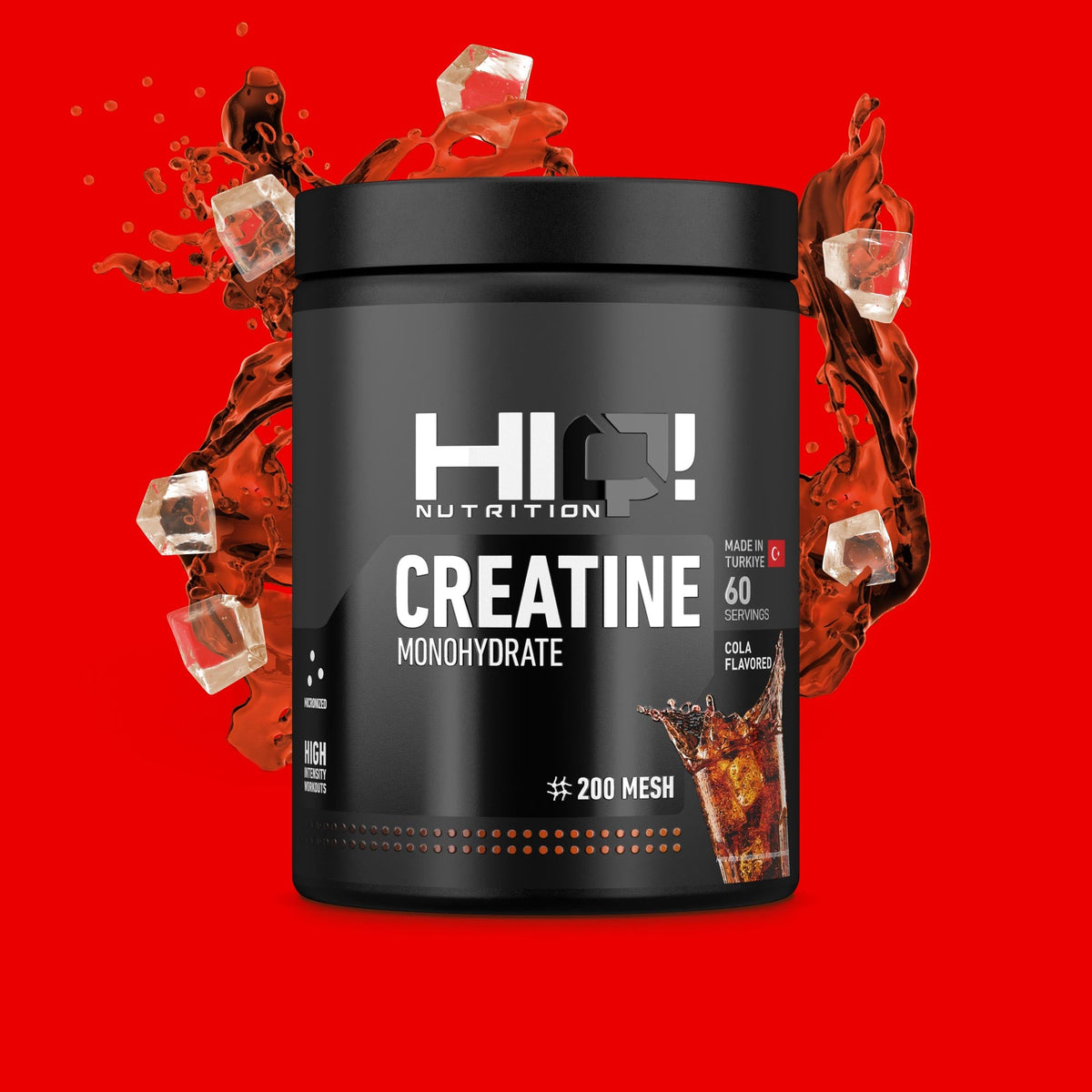 HIQ Creatine cola – 200 Mesh mikronizə kreatin ilə sürətli sorulma, enerji artımı və əzələ performansı dəstəyi.