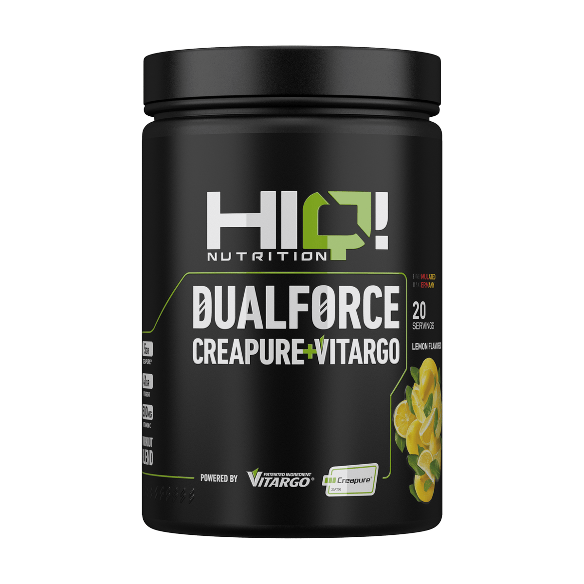 HIQ Dualforce – Creapure® kreatin və Vitargo® ilə güc, dözümlülük, enerji; C vitamini ilə immunitet və performans dəstəyi.