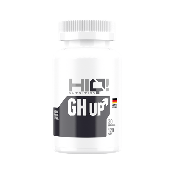 HIQ GH UP – L-arjinin, L-ornitin, L-lizinlə əzələ inkişafı, bərpa, yuxu keyfiyyəti, təbii testosteron və performans dəstəyi.