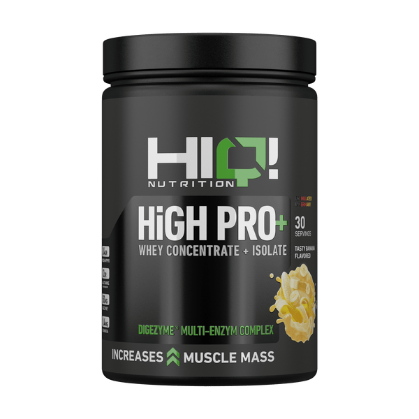 HIQ High Pro+ – WPC80, WPI90, L-Glutamin, Digezyme® və B6 ilə əzələ inkişafı, protein metabolizması dəstəyi; şəkərsiz protein.