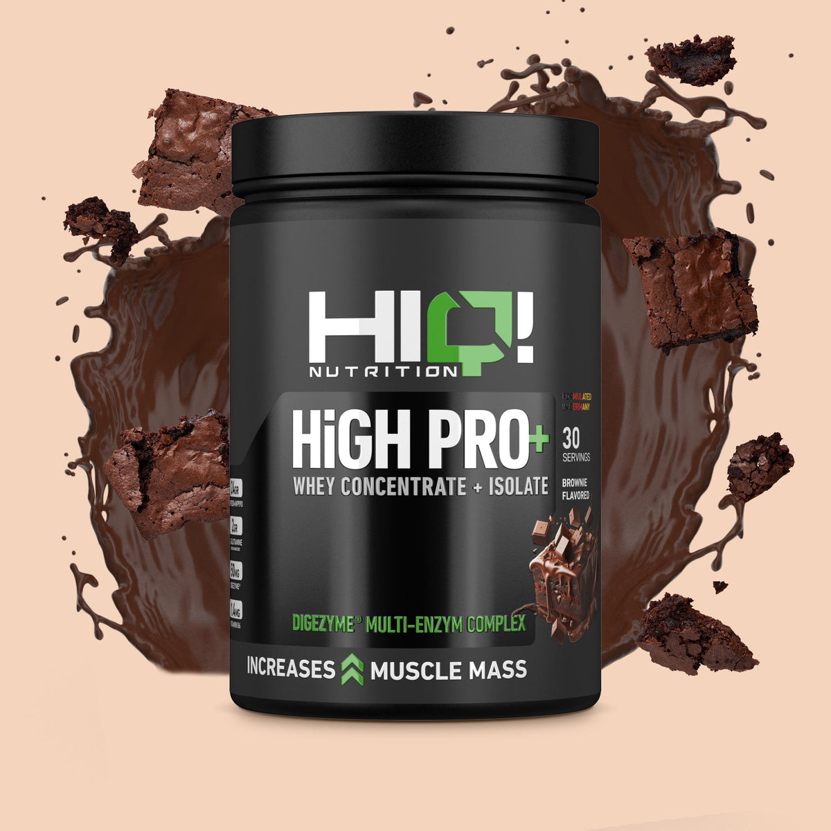 HIQ High Pro+ – WPC80, WPI90, L-Glutamin, Digezyme® və B6 ilə əzələ inkişafı, protein metabolizması dəstəyi; şəkərsiz protein.
