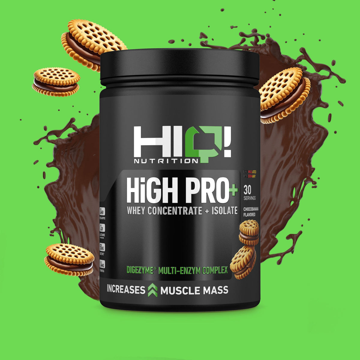 HIQ High Pro+ – WPC80, WPI90, L-Glutamin, Digezyme® və B6 ilə əzələ inkişafı, protein metabolizması dəstəyi; şəkərsiz protein.