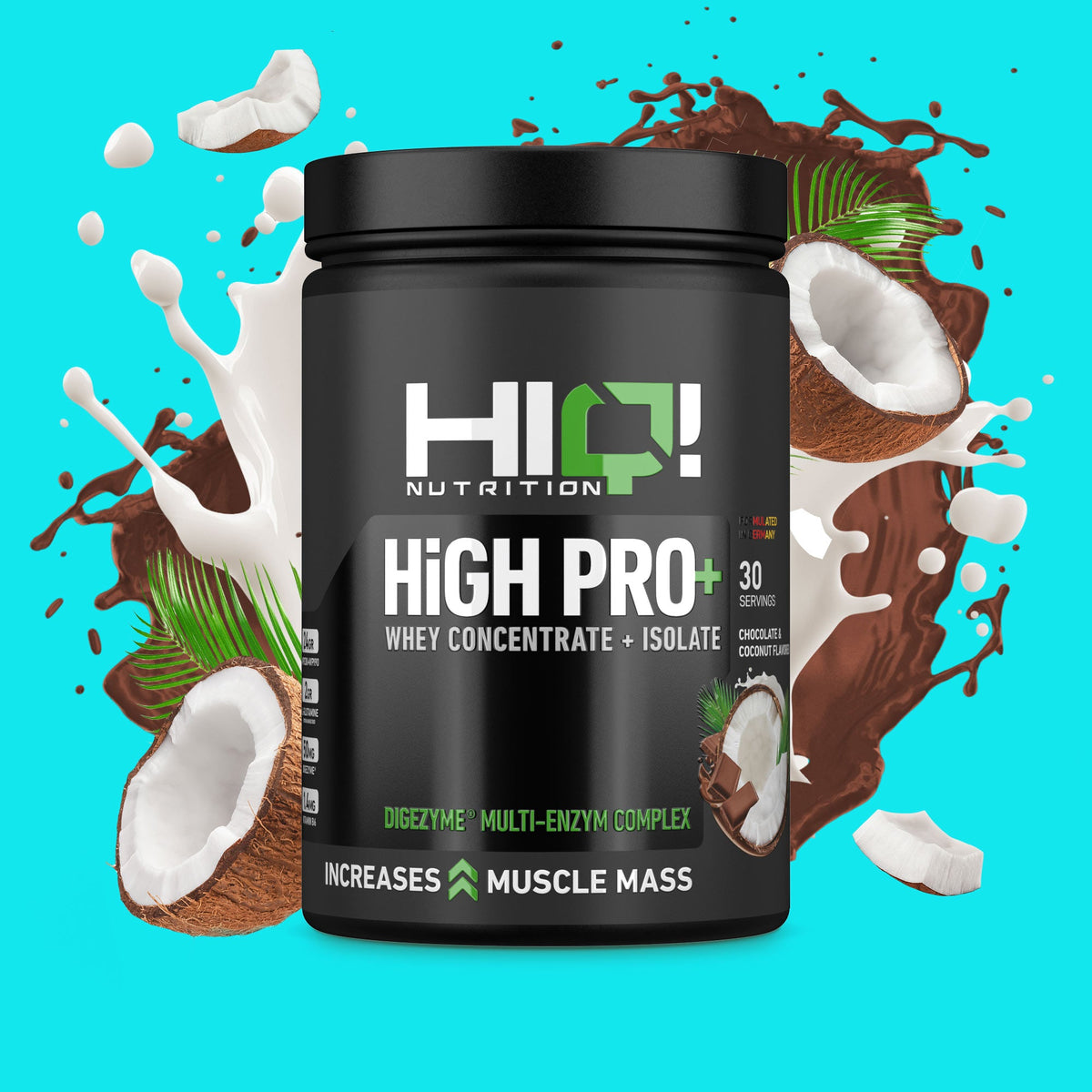 HIQ High Pro+ – WPC80, WPI90, L-Glutamin, Digezyme® və B6 ilə əzələ inkişafı, protein metabolizması dəstəyi; şəkərsiz protein.