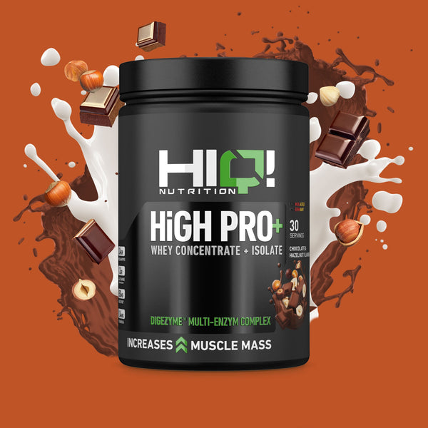 HIQ High Pro+ – WPC80, WPI90, L-Glutamin, Digezyme® və B6 ilə əzələ inkişafı, protein metabolizması dəstəyi; şəkərsiz protein.