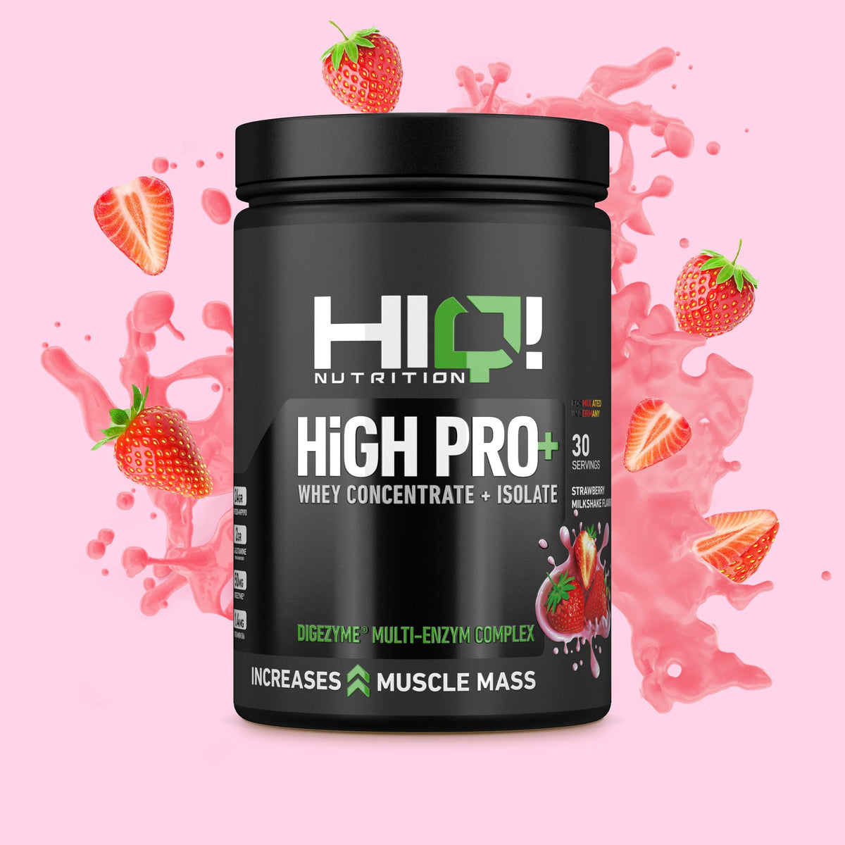 HIQ High Pro+ – WPC80, WPI90, L-Glutamin, Digezyme® və B6 ilə əzələ inkişafı, protein metabolizması dəstəyi; şəkərsiz protein.