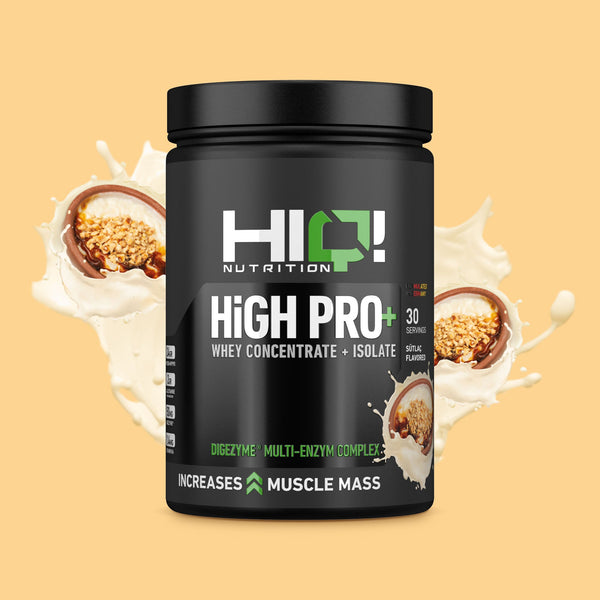 HIQ High Pro+ – WPC80, WPI90, L-Glutamin, Digezyme® və B6 ilə əzələ inkişafı, protein metabolizması dəstəyi; şəkərsiz protein.