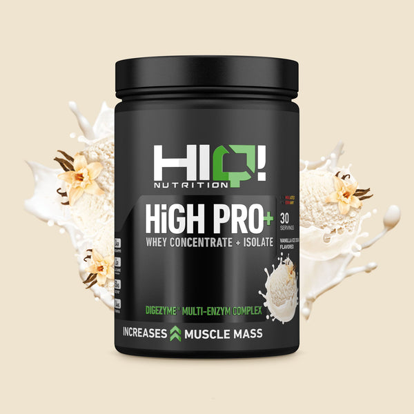 HIQ High Pro+ – WPC80, WPI90, L-Glutamin, Digezyme® və B6 ilə əzələ inkişafı, protein metabolizması dəstəyi; şəkərsiz protein.