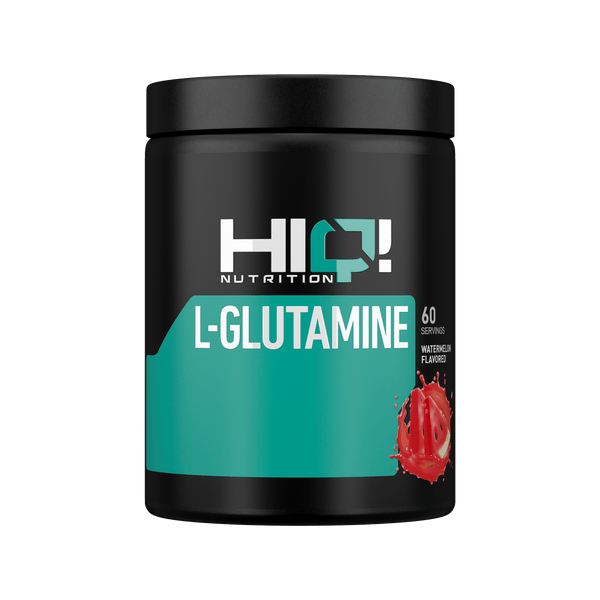 HIQ L-Glutamin Watermelon – qlutamin ehtiyatını yeniləyir, əzələ bərpası, bağırsaq və immunitet dəstəyi; dadlı qarpız aromalı.