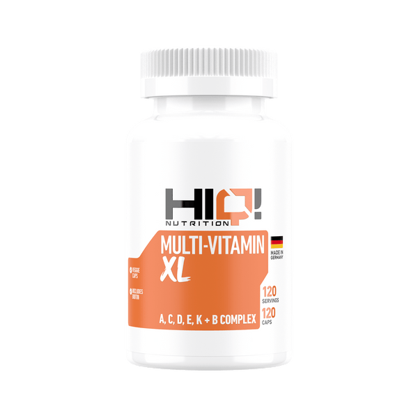 HIQ Multi-Vitamin XL – 13 əsas vitaminlə immunitet, sümük, enerji və sinir sistemi dəstəyi, gündəlik ehtiyac bir kapsulda.