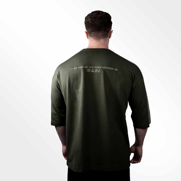 Ön HIQ logo, arxa “The Price Of Progress Is Pain” naxışlı, %75 pambıq, %20 polyester, %5 elastan rahat idman geyimi.