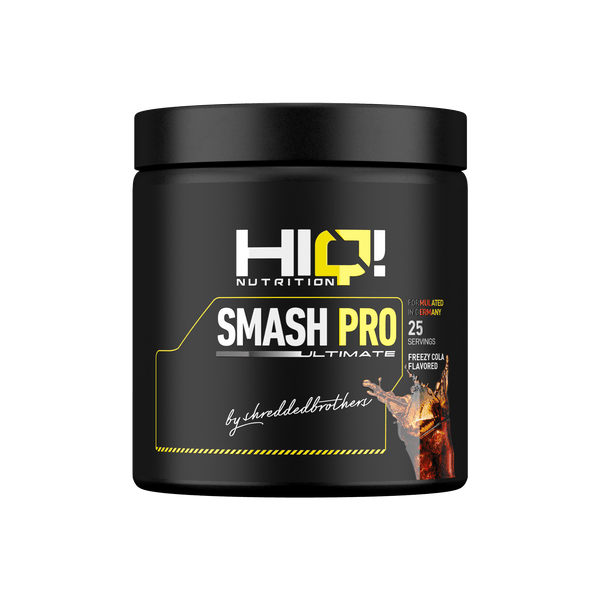 HIQ Smash Pro – beta-alanin, arjinin AKG, L-sitrülin, B6 ilə enerji, yorğunluq azalması, qan axını və intensiv məşq performansı.