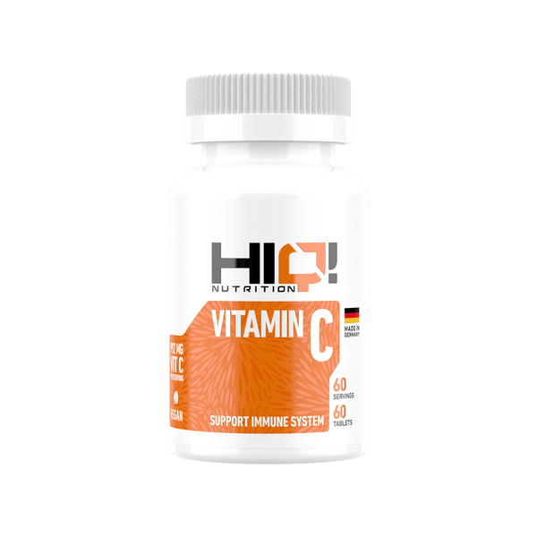 HIQ Vitamin C – 1000mq C vitamini ilə immunitet, kollagen istehsalı, enerji və bərpa dəstəyi; antioksidant təsirli, vegan.