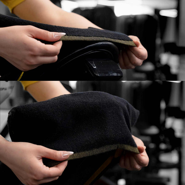 HIQ XL Spor dəsmalı – %100 pambıq, yüksək hopdurma, tez quruma, antibakterial və bench üçün hijyenik dizayn.